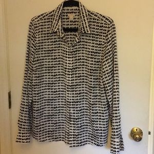 Button up J. Crew Blouse with Heart Print